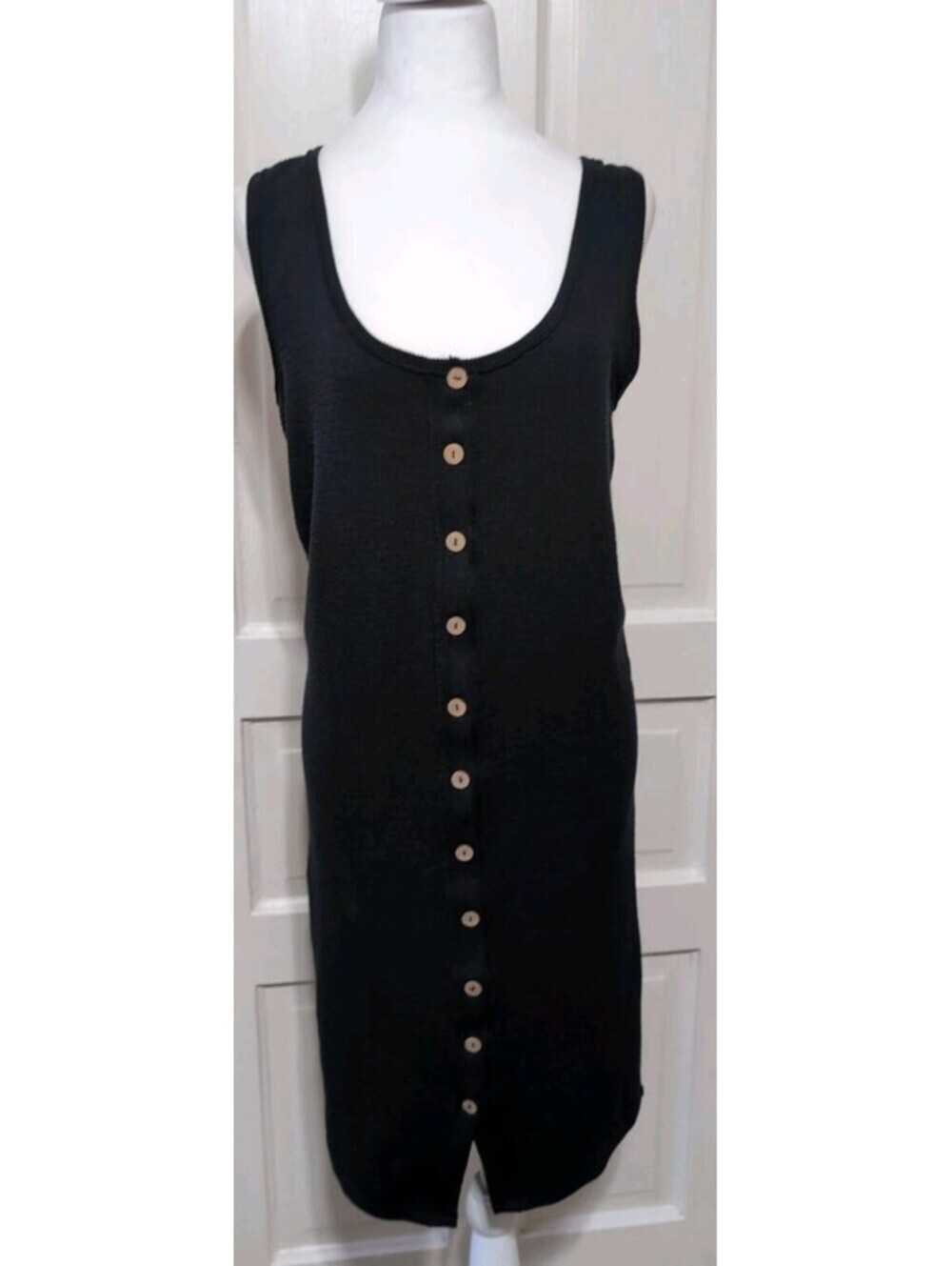 Free People Gia Long Vest Dress Black Boho Cottagecore Goth Woman's S(1511)D